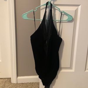Medium, black velvet forever 21 body suit